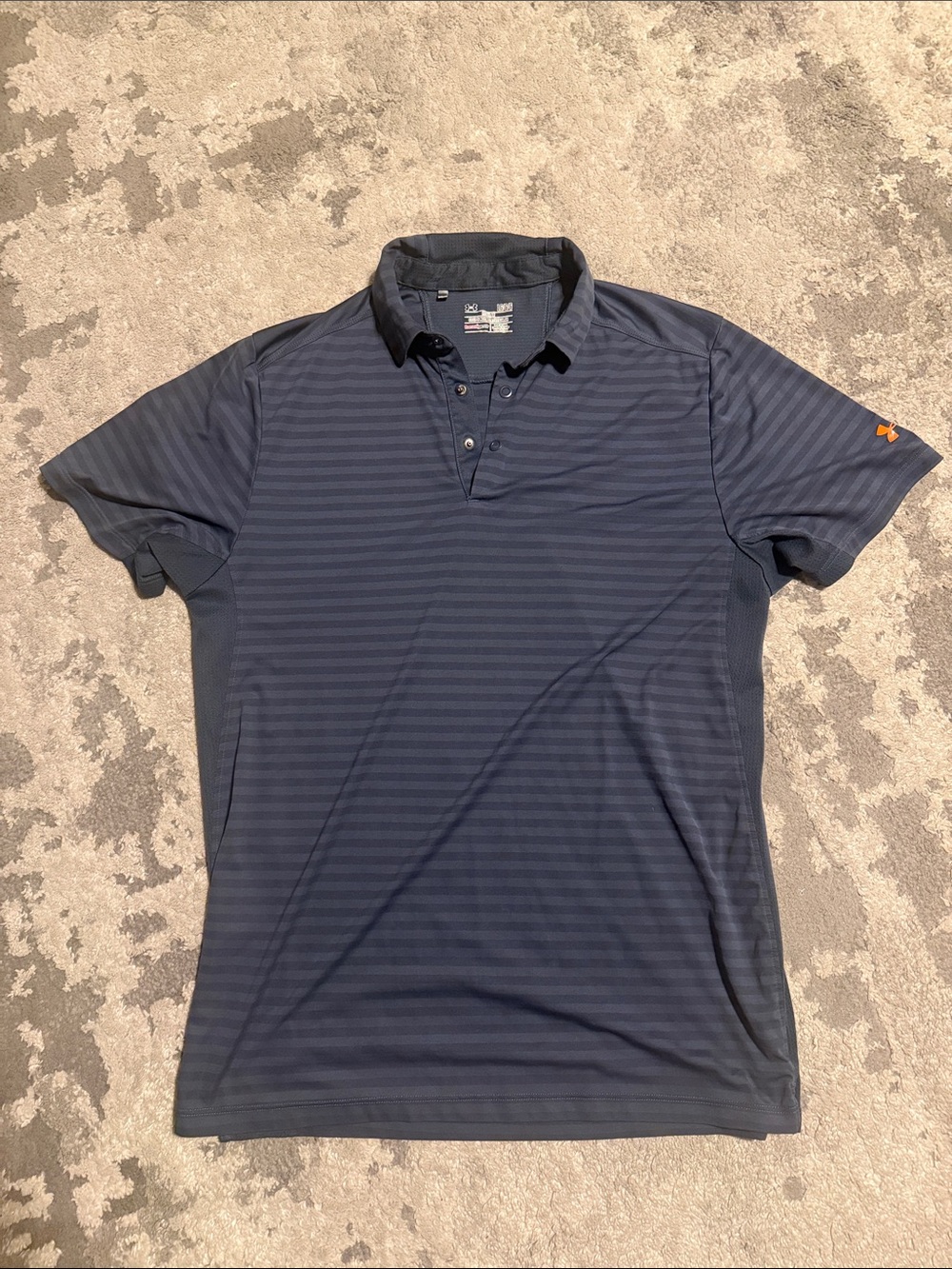 Under Armour Men's Dark Navy Striped Golf Polo